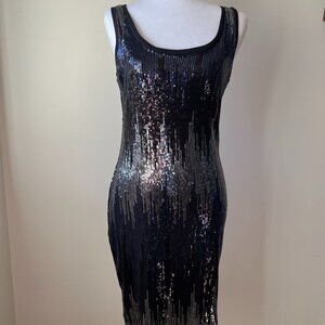 🖤 Willow & Clay Black Sequin Bodycon Midi Dress - Evening Glam! M 🖤
